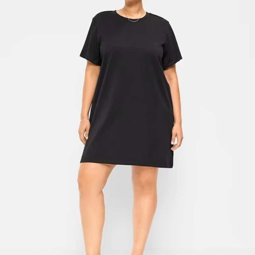 Old Navy 100% Cotton Crew Neck Short Sleeve Mini T-Shirt Dress Womens 2X Black